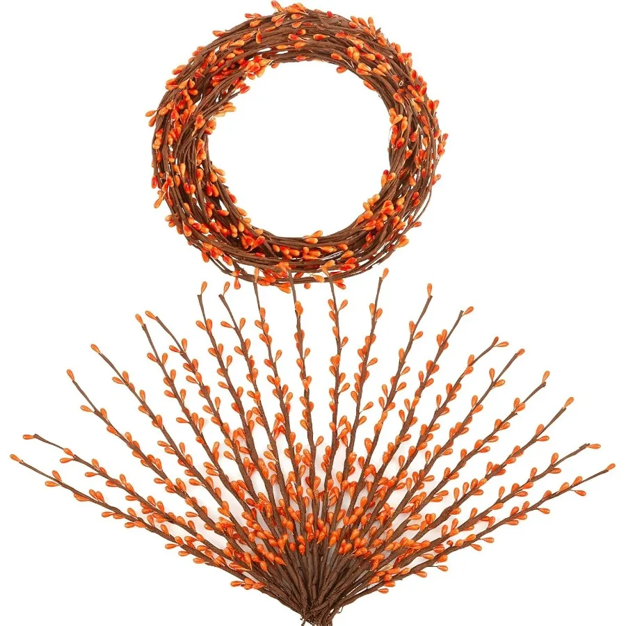 

64-футовая гирлянда с ягодными краями на Рождество и зиму, домашний и открытый декор, головные венки, свадебные короны, оранжевый, 30 упаковок