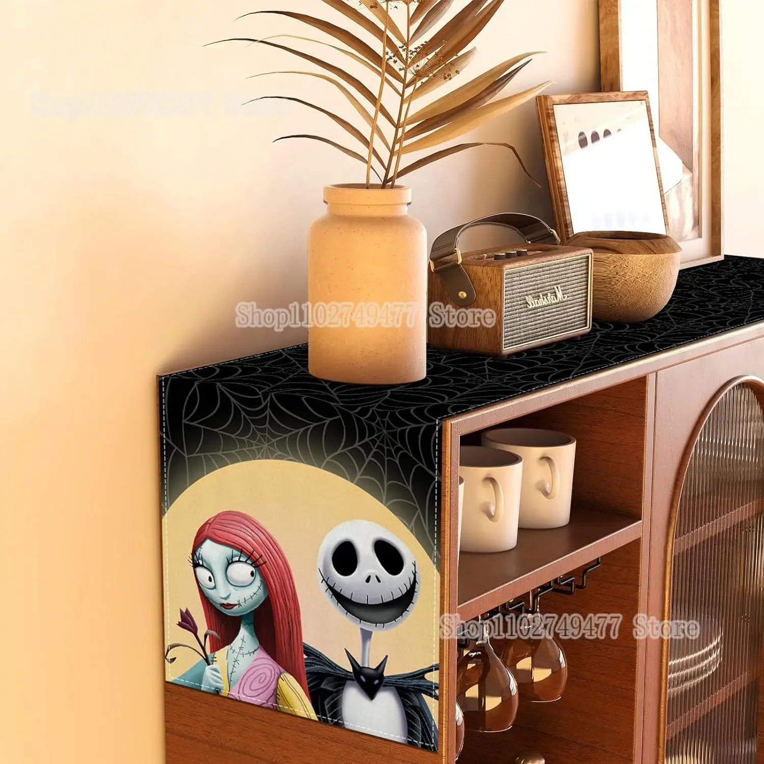 الكابوس قبل عيد الميلاد الجدول العلم جاك Skellington حفلة عيد الميلاد الديكور المنزل مطعم جو مفرش المائدة عطلة