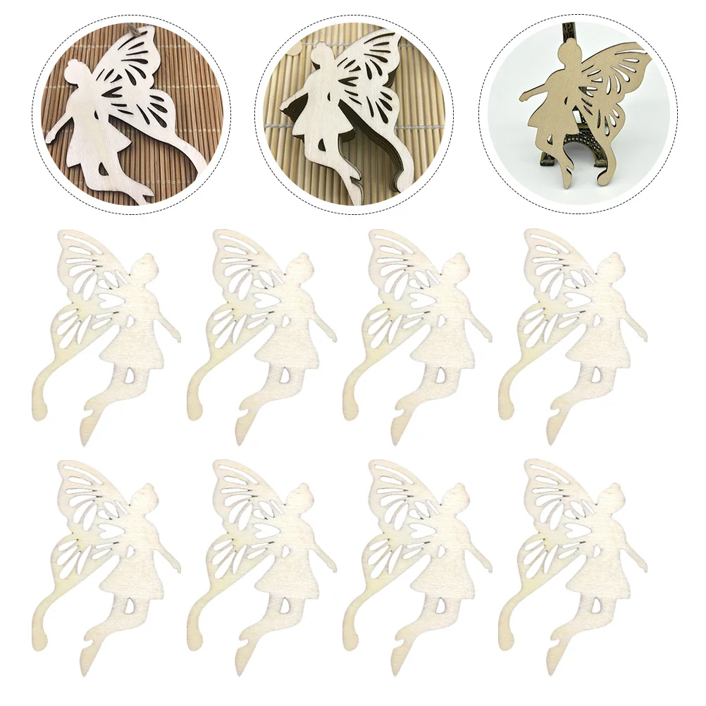 

10Pcs Wooden Fairy Slices Unpainted DIY Craft Wood Pieces Beige Embryo for Kids Creativity Decor Wooden Cutout