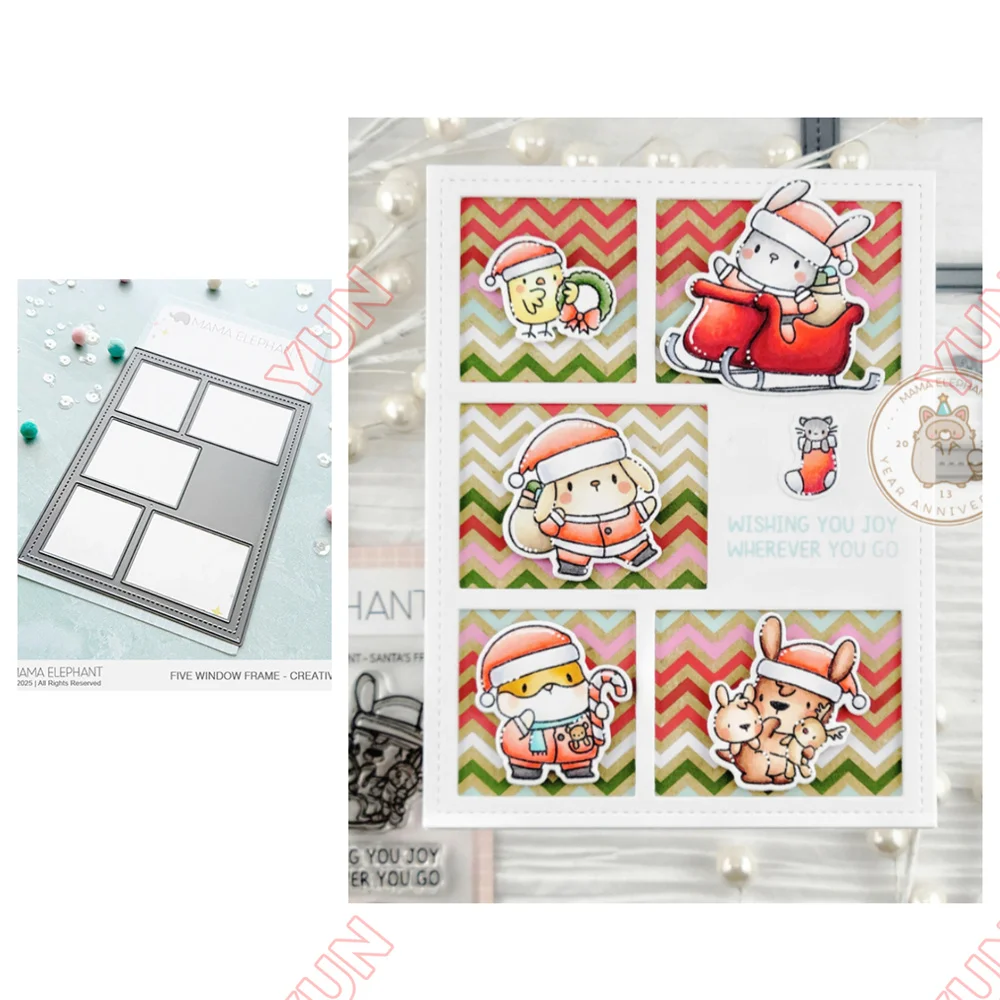 خمسة نافذة الإطار الإبداعية تخفيضات الصلب يموت قطع معدنية يموت كلمة Stamps DIY بها بنفسك سكرابوكينغ بطاقة عيد الميلاد هدية اليدوية 2025 جديد