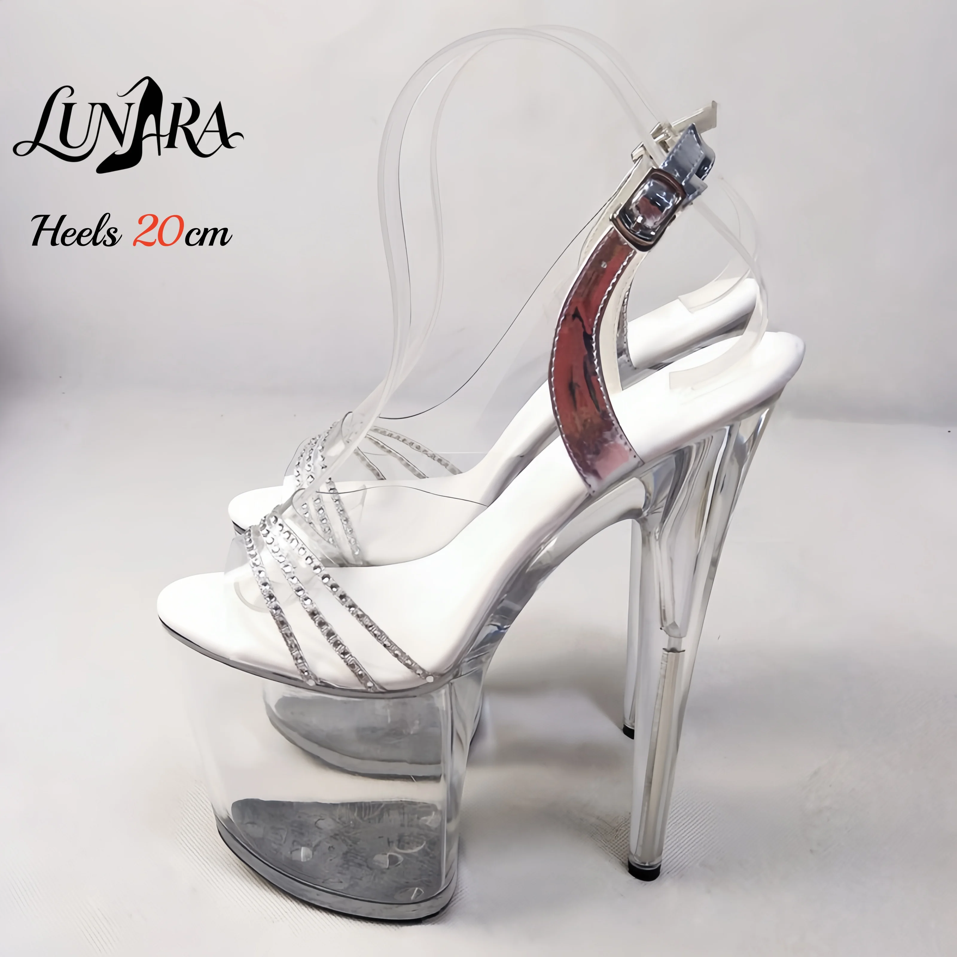 Womens 20cm/8Inch Clear Rhines - огляд і ціна Clear Strap Heel