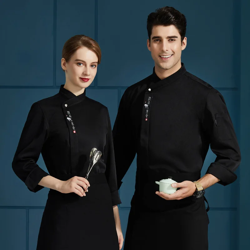 C419 Chef 'S Werkkleding Ober Overalls Lange Mouwen Ober Uniformen Werkkleding Jas Hotel Schoonmaken Koken Jas Chef Uniform