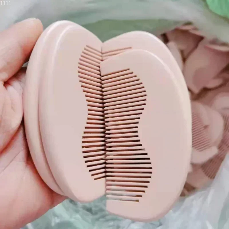 Peach Wood Comb Counter Gift Naked Pink Makeup and Beauty Small Comb with Linen Small Floral Packaging Makeup Comb Hair Care