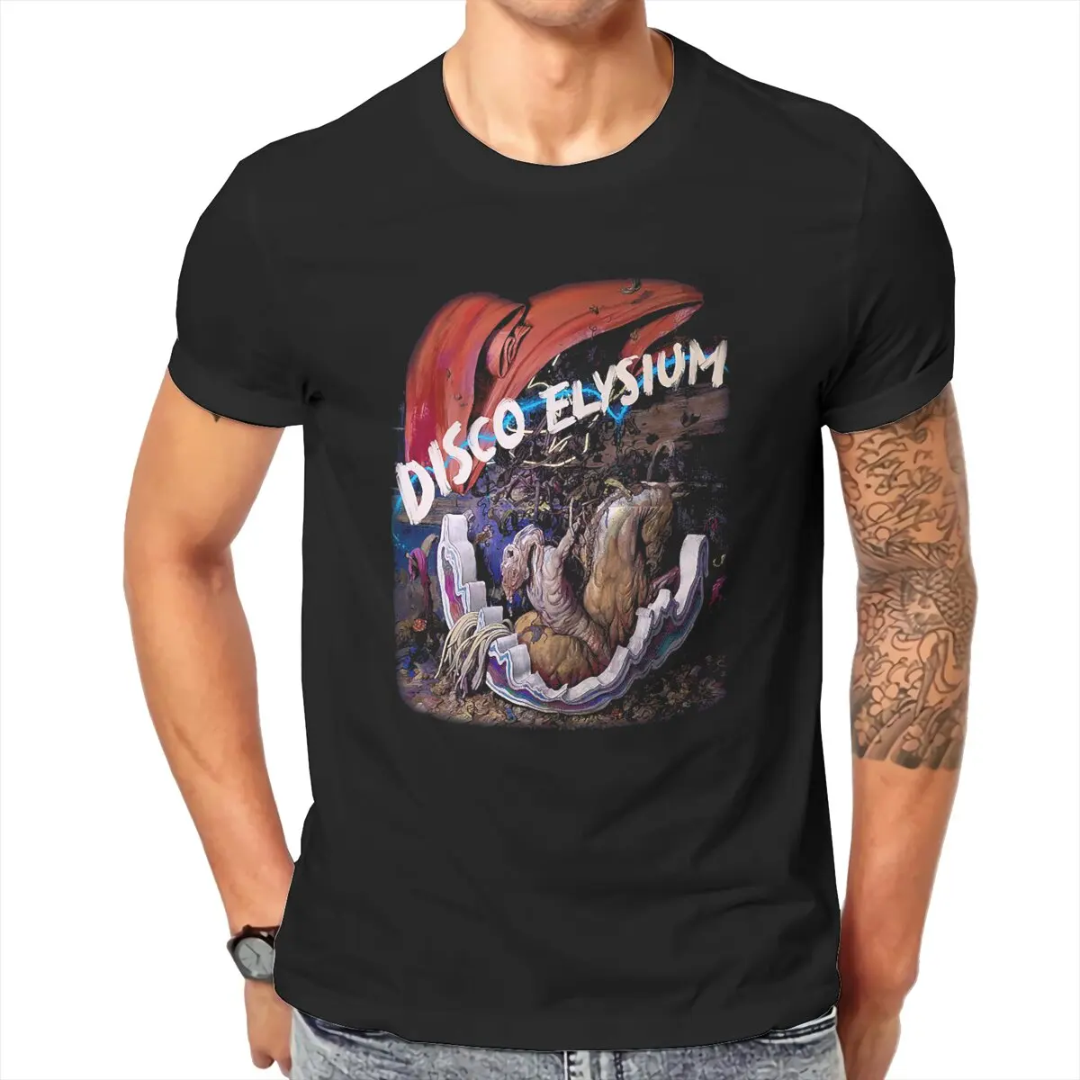 Men Disco Gameplay Elysium Game  Awesome For Movie Fan T Shirt  for men 100% Cotton Clothes Novelty Summer T-Shirt