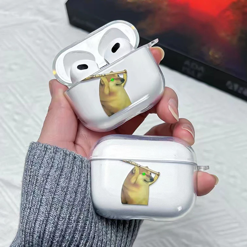 Creative Shiba Inu Charging Light Case for AirPods Pro2 Airpod Pro 1 2 3 Bluetooth Earbuds Protective Earphone Case Cover