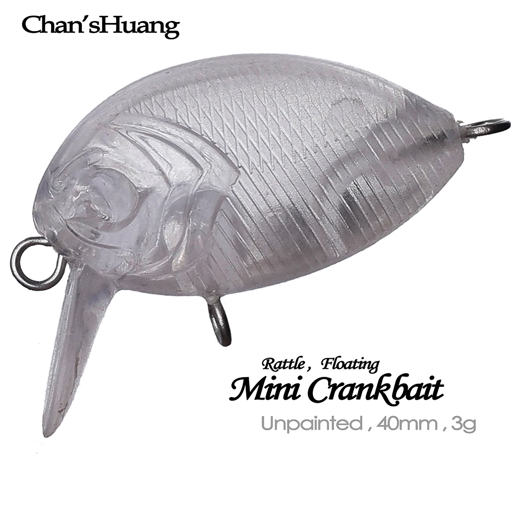 Chan’sHuang 30PCS Unpainted Blanks Bait 40mm 3g Floating Mini Rattle Crankbait DIY Handmade Artificial Fishing Lure Tackle