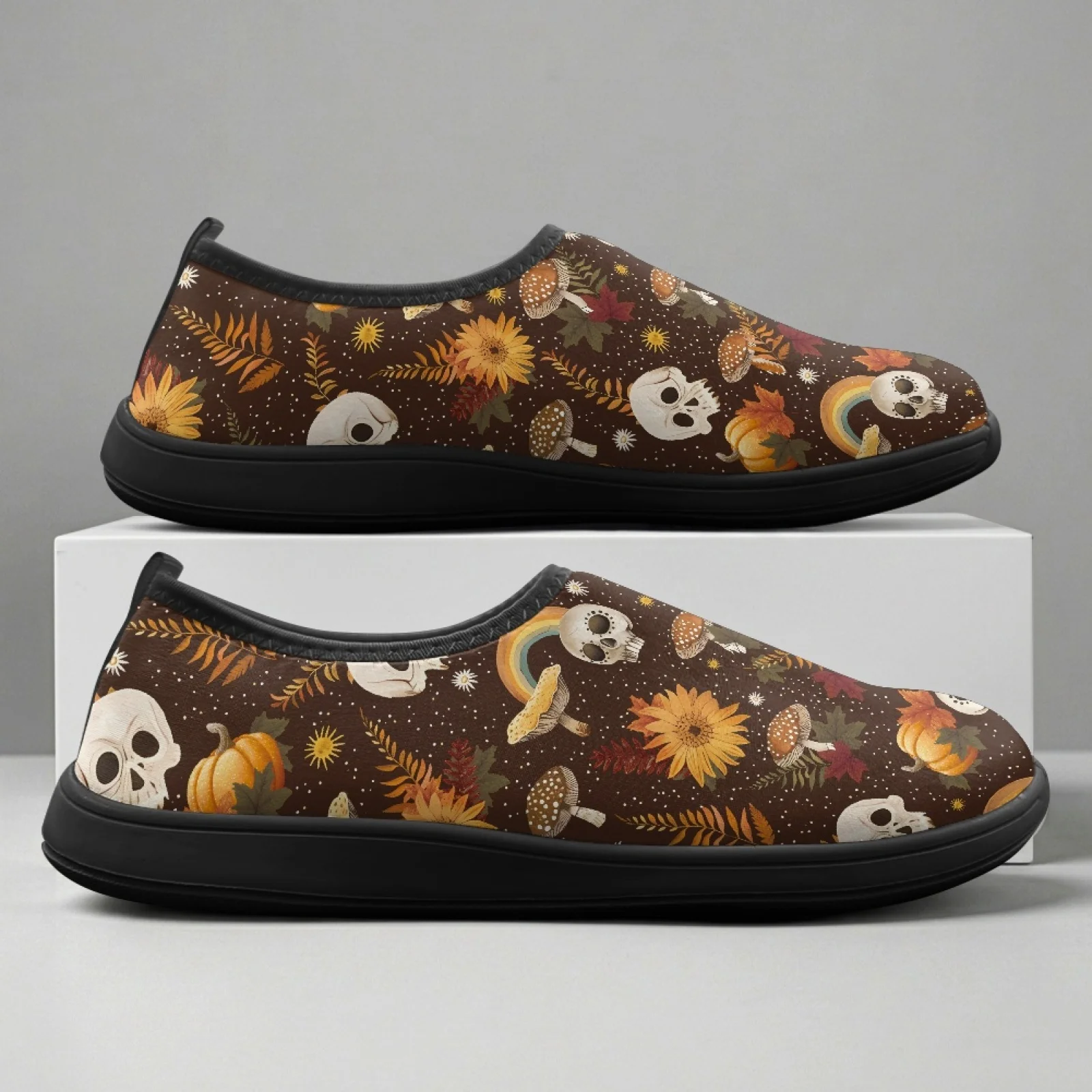 PENSTROLL Funky Skull Garden Mens Walking Shoes Low Top Flat Shoes for Adult Wide Toe Box Hiking Barefoot Shoes 2026 Collection