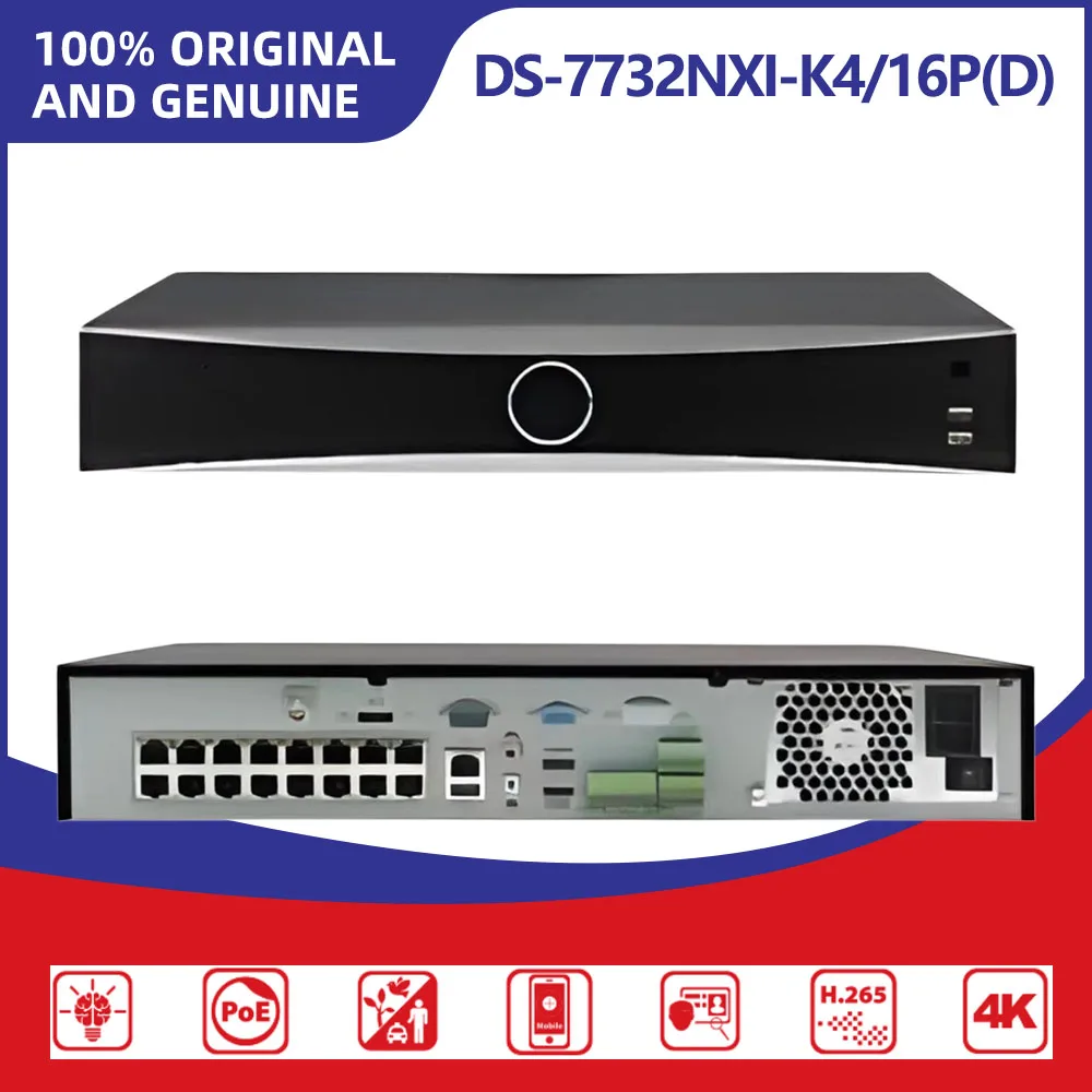 

Hikvision DS-7732NXI-K4/16P(D) 32CH 4K AcuSense NVR 16 Built-in PoE Ports 4 SATA H.265+ Two-Way Audio HDMI VGA CCTV Recorder