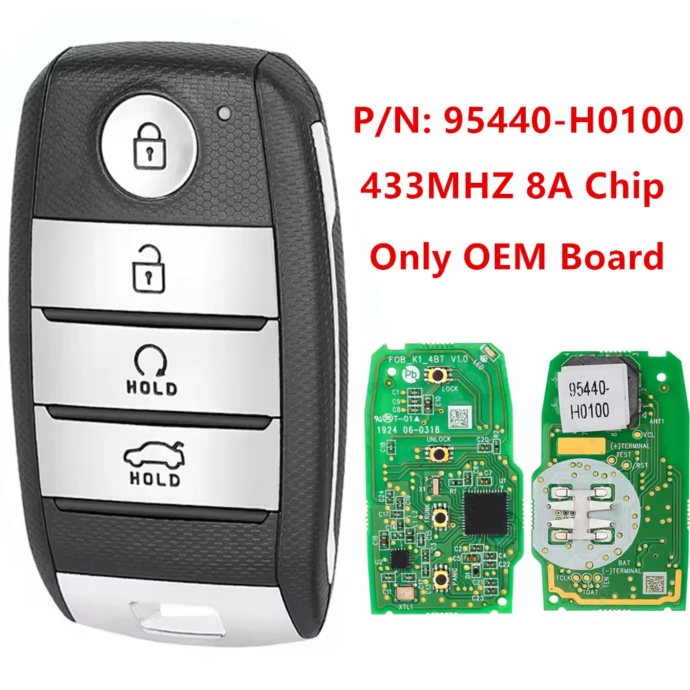 

KEYECU Replacement Only OEM PCB Board 4Button Smart Remote Key FOB 433MHZ 8A CHIP for Kia Rio 2021 95440-H0100