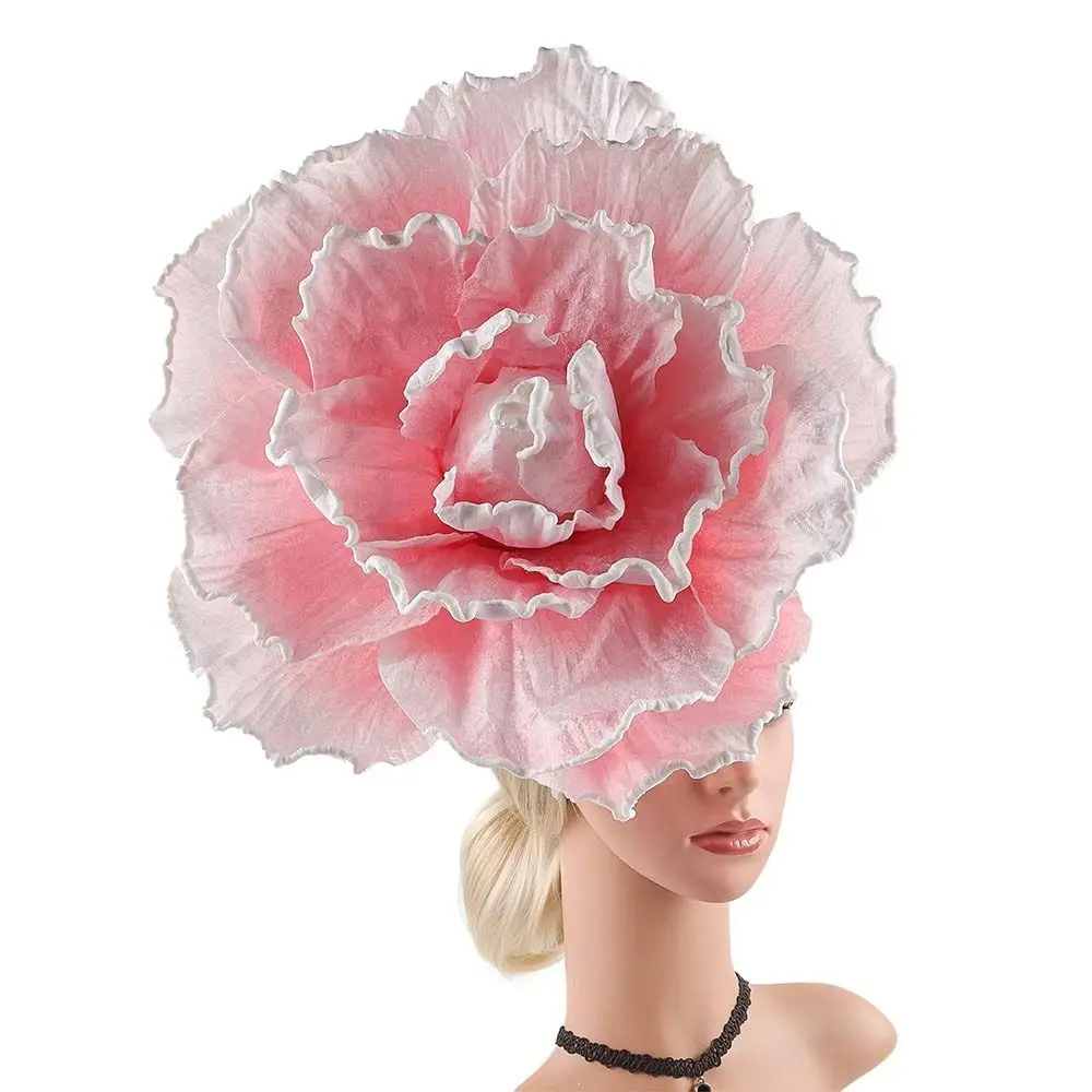 Elegant Exaggerated Flowers Fascinator Rose Flowers Bridal Makeup Prom Headwear Hair Band Women