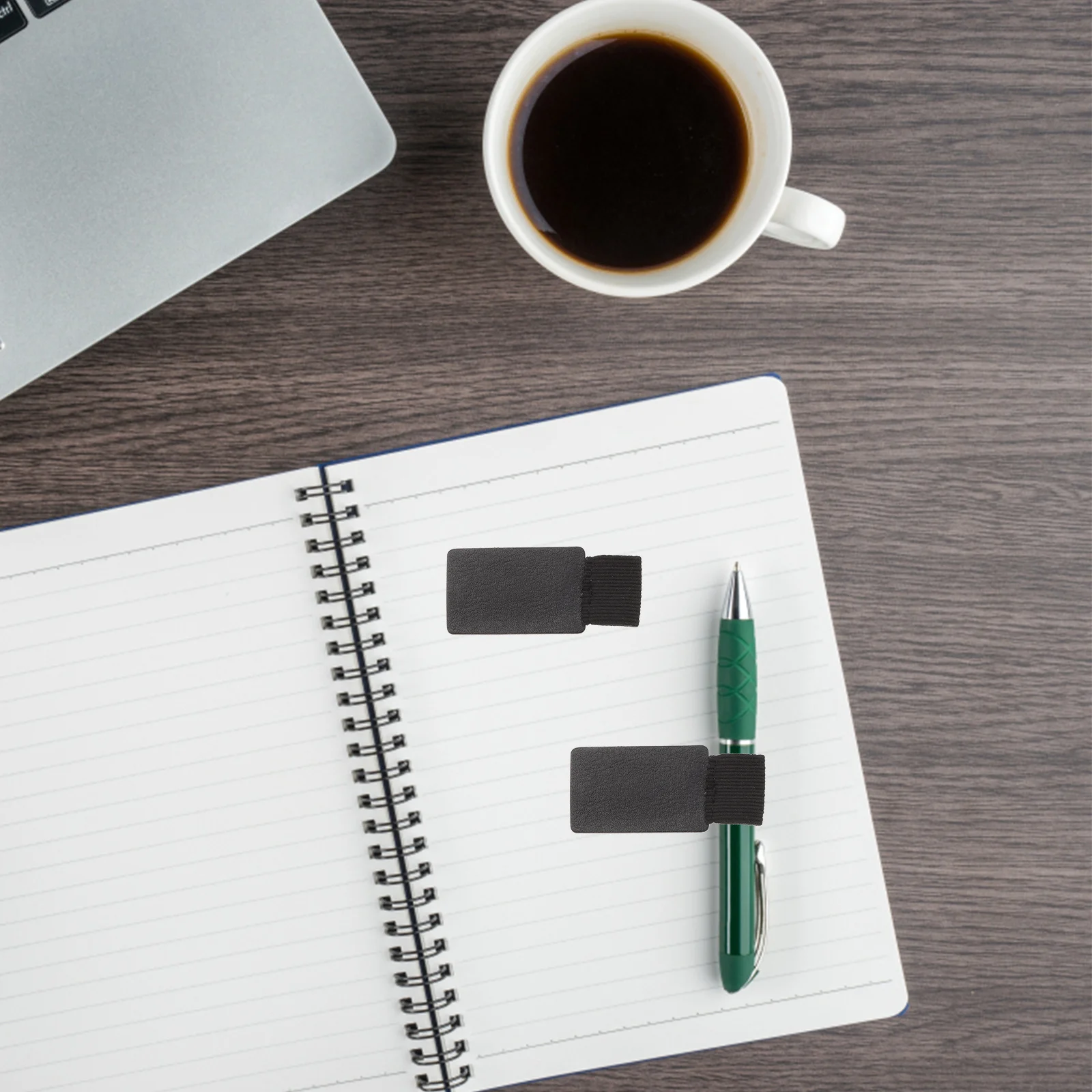 

4Pcs Elastic Pen Clip Notebook Phone Holder Black Artificial Wear Resistant School Office Supplies Pen Holder