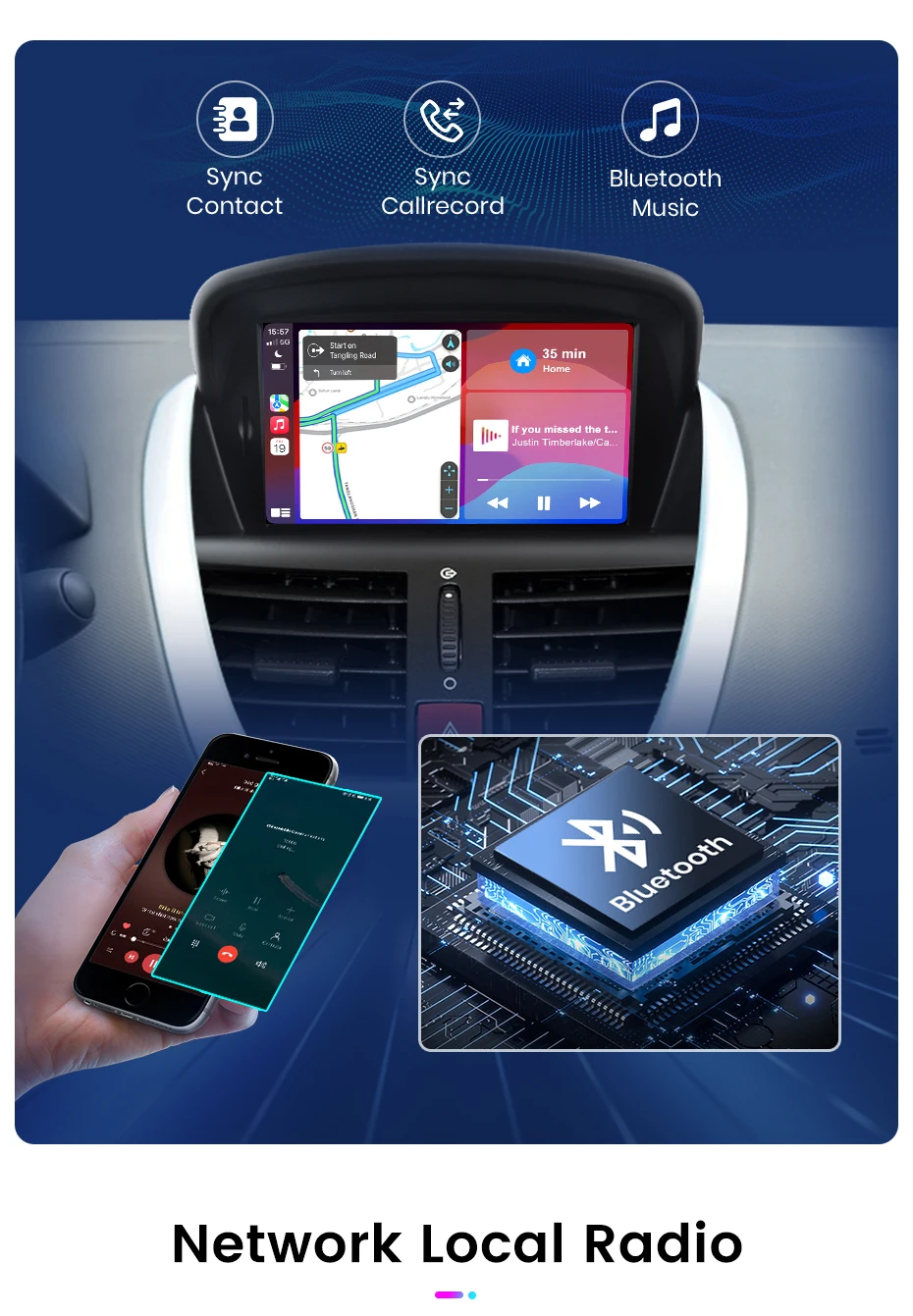 Junsun 7 "Wireless Carplay Android Auto Auto Radio für Peugeot 207 207CC 2006 2007-2015 Stereo GPS Multimedia Player 4G FM SWC – Detail 13