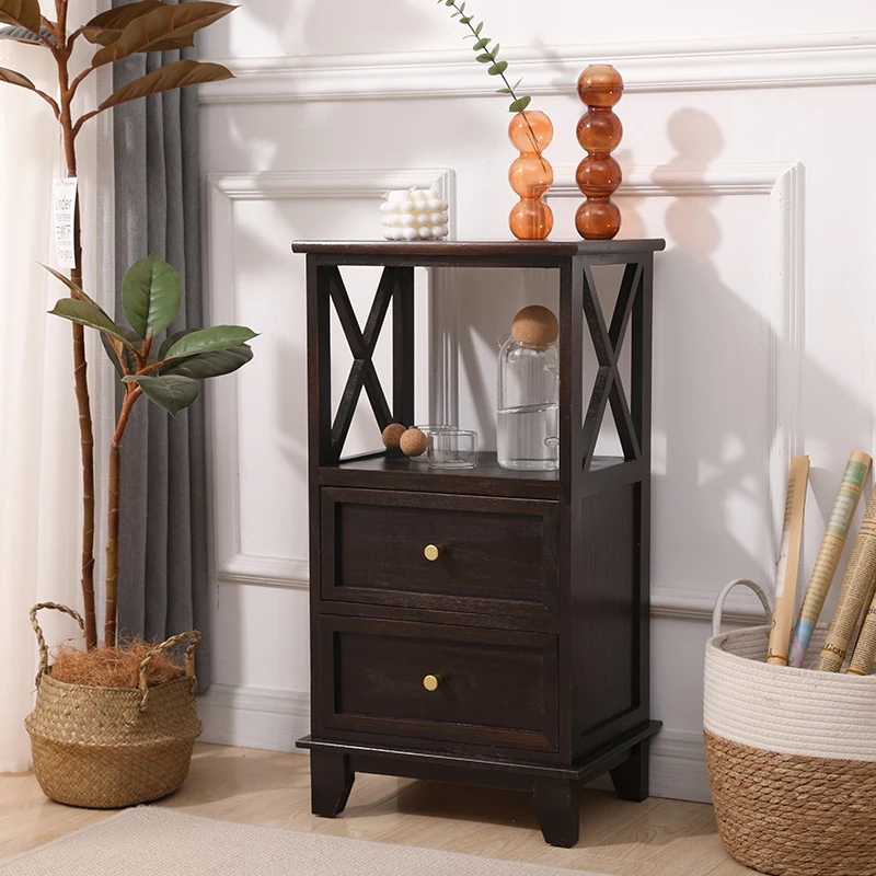 Living room storage cabinet Bedroom Japanese retro multi-layer multi-functional home storage storage old American pine