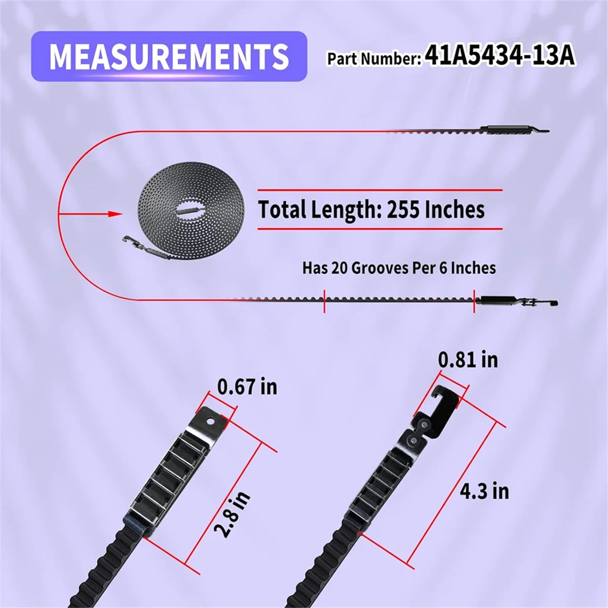 Cinghia di trasmissione 41A5434-13A per gruppo cinghia apriporta garage Chamberlain Craftsman da 8 piedi, adatto a 41A5434-13,041A5434-13