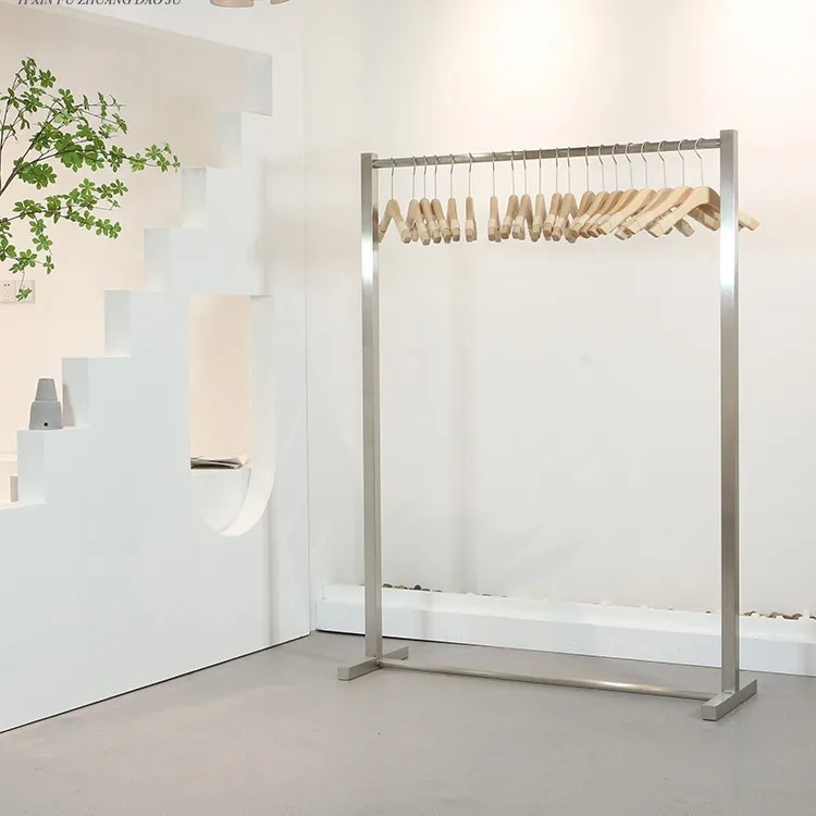 Clothing store display rack women's clothing, floor-to-ceiling stainless steel removable rust-proof hanger