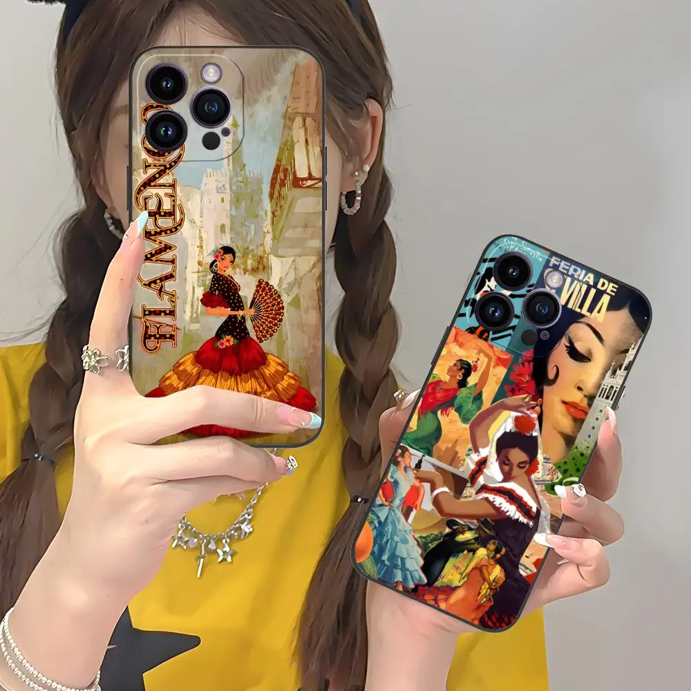 

Чехол для мобильного телефона в Испании с фламенко для iPhone 17, 16, 15, 14, 13, 12, 11 X XR XS 8 7 Pro Max Plus, мини-цветный чехол, красивый чехол, роскошный
