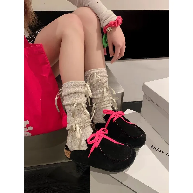 Women Shoes Autumn Loafers Fur Shallow Mouth Female Footwear Casual Sneaker Round Toe Fall Dress Moccasin New Winter Retro Flat