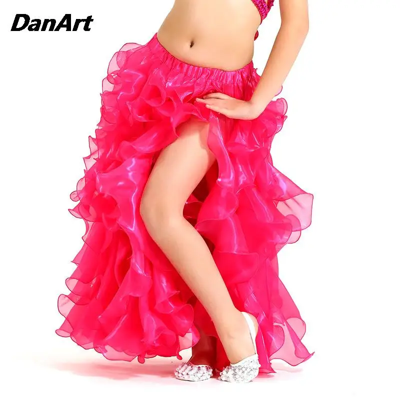 

Children's Belly Dance Skirt Stage Performance Poncho Skirts Oriental Indian Dance Costumes Girls High Quality Waves Long Skirt