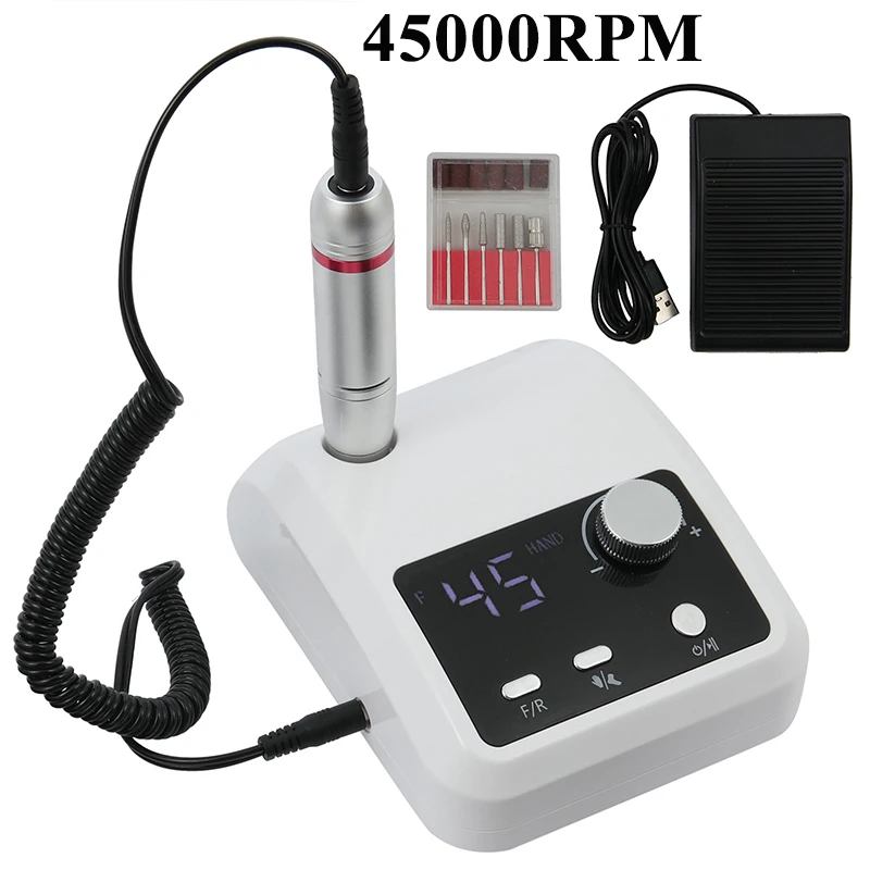 

45000RPM Electric Nail Drill Professional Manicure Machine Nail Sander Set with Large LCD Screen Nail Salon Polisher Equipment