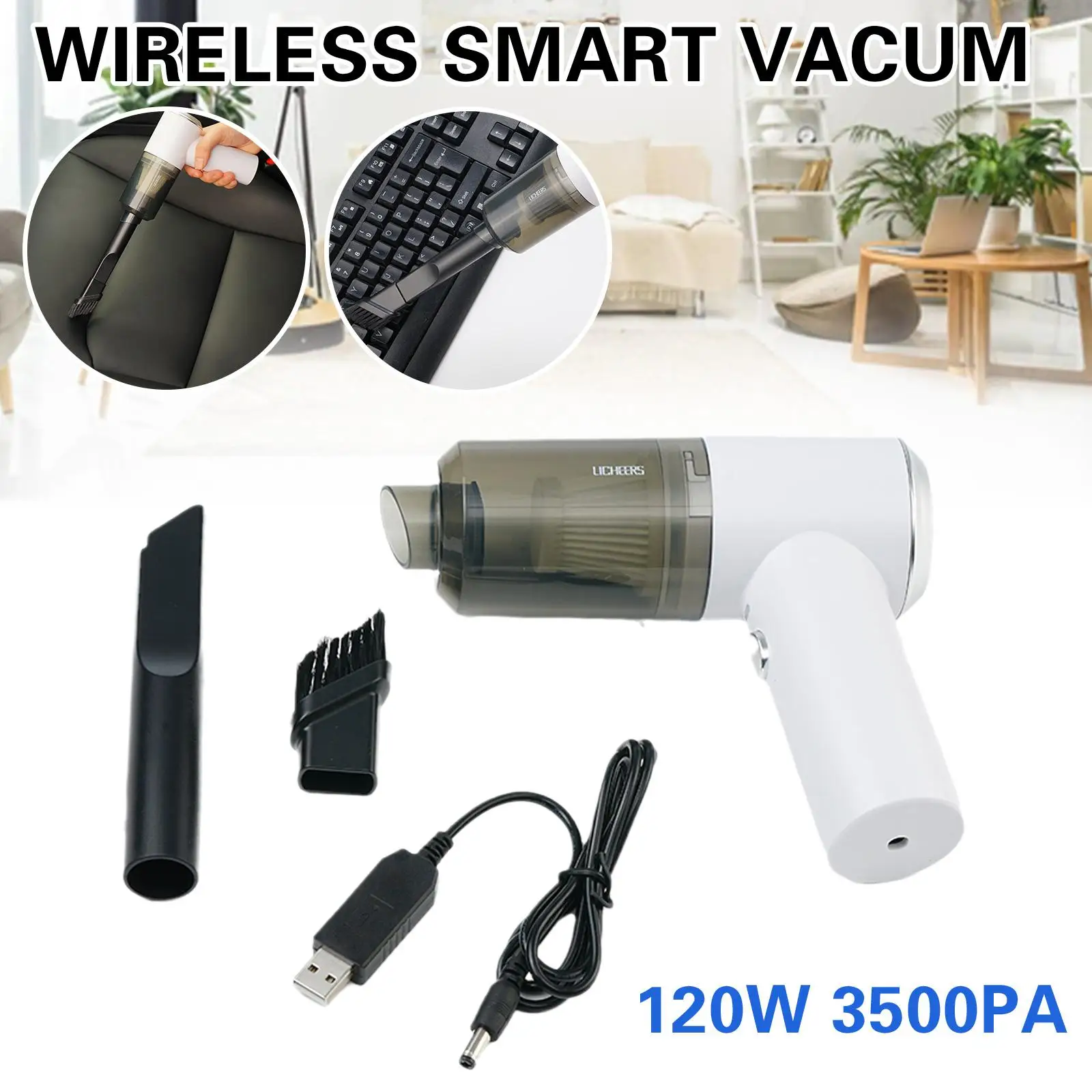 Handheld Vacuum Cleaner Wireless Duster Rechargeabl Cordless Auto Portable For Car Home Computer Keyboard Cleaner