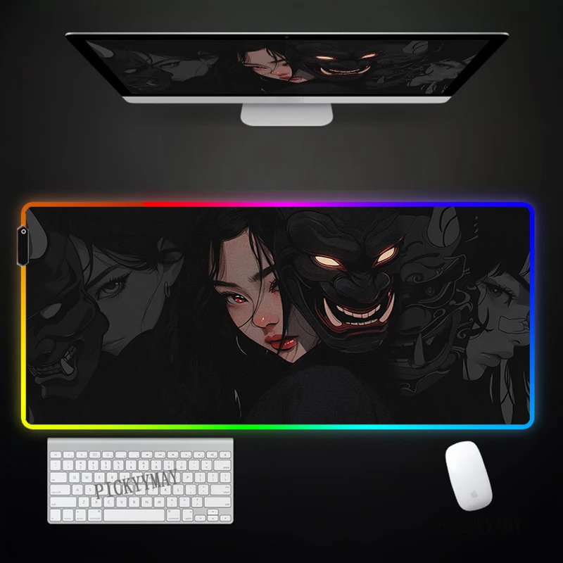 Chinese Element Large RGB Mouse Pad XXL Gaming Mousepad LED Mouse Mat Gamer Mousepads Luminous Table Mats Desk Pads With Backlit