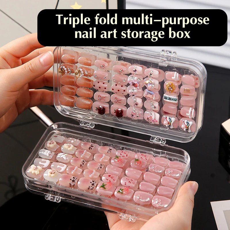 

.1Pc False Nail Tips Dispaly Storage Box With Nail Tape Roll Wearable Fake Nails Showing Shelf Color Card Shown Organizer Tool