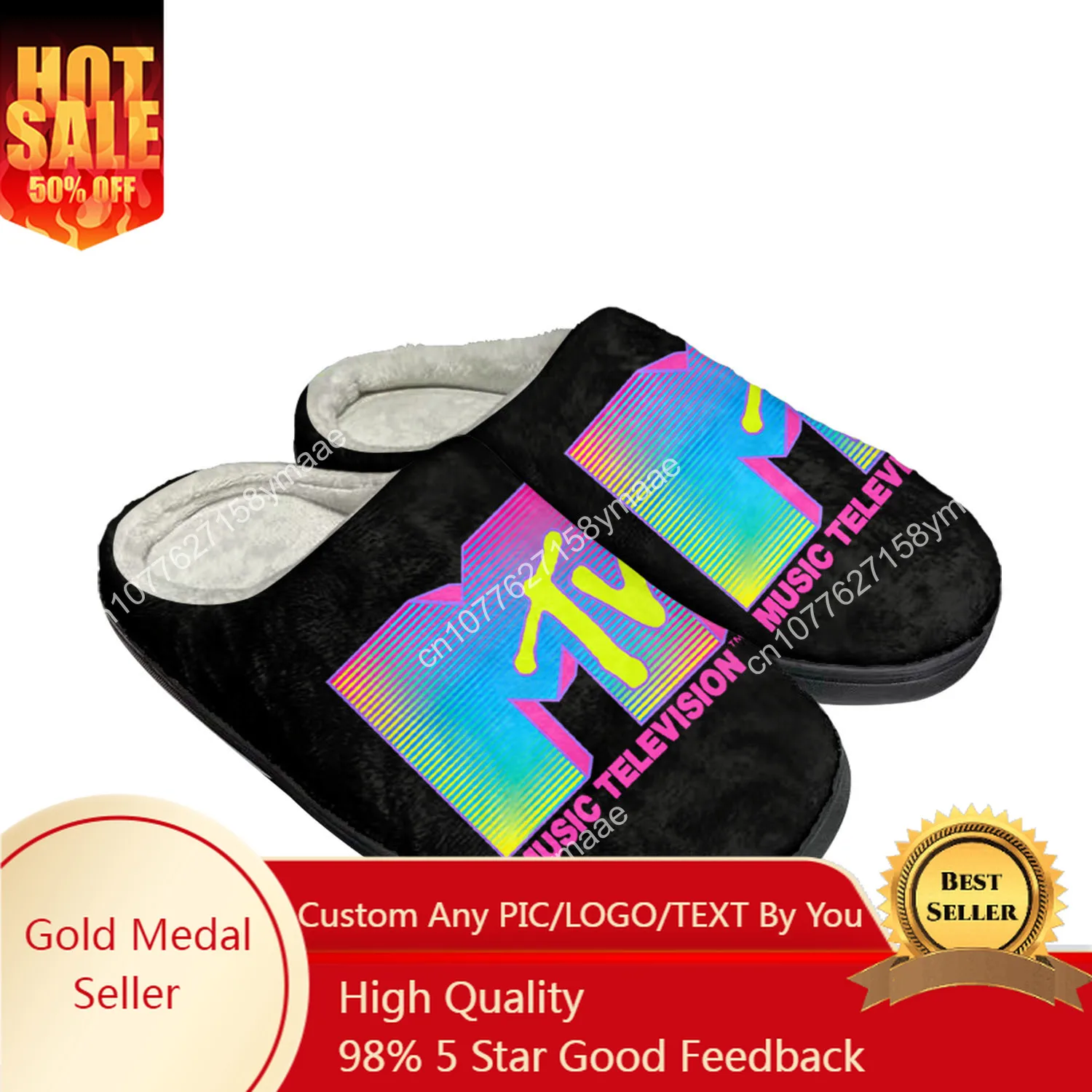 

Mtv Music Television Home Cotton Slippers Mens Womens Plush Bedroom Keep Warm Shoes Thermal Indoor Slipper Customized Shoe