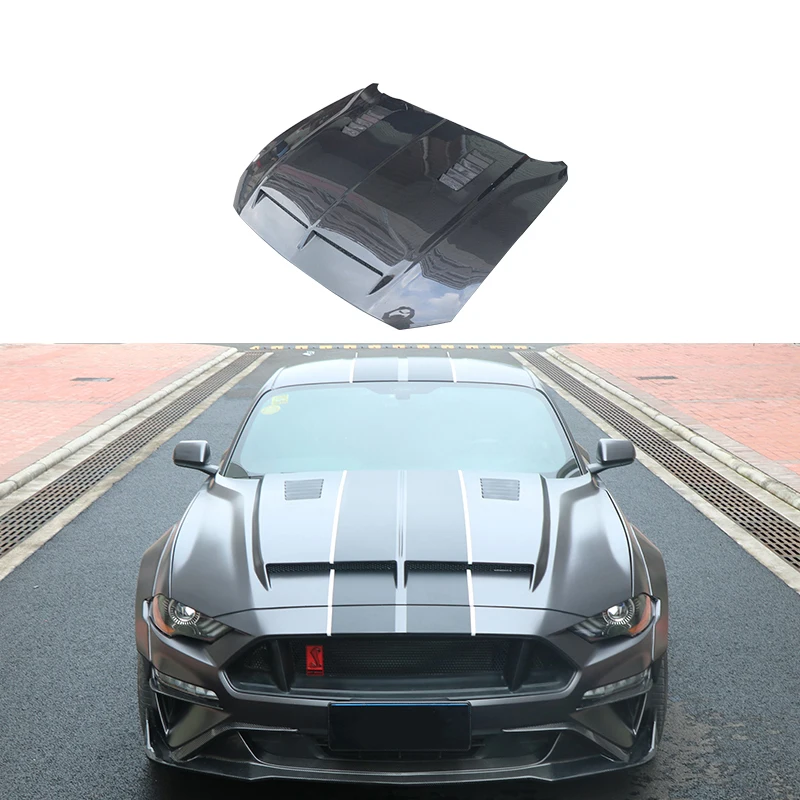 Carbon Fiber Hood For Ford Mustang 2018-2023 Front Engine Bonnet Hood Vent W41 ,Perfect installation