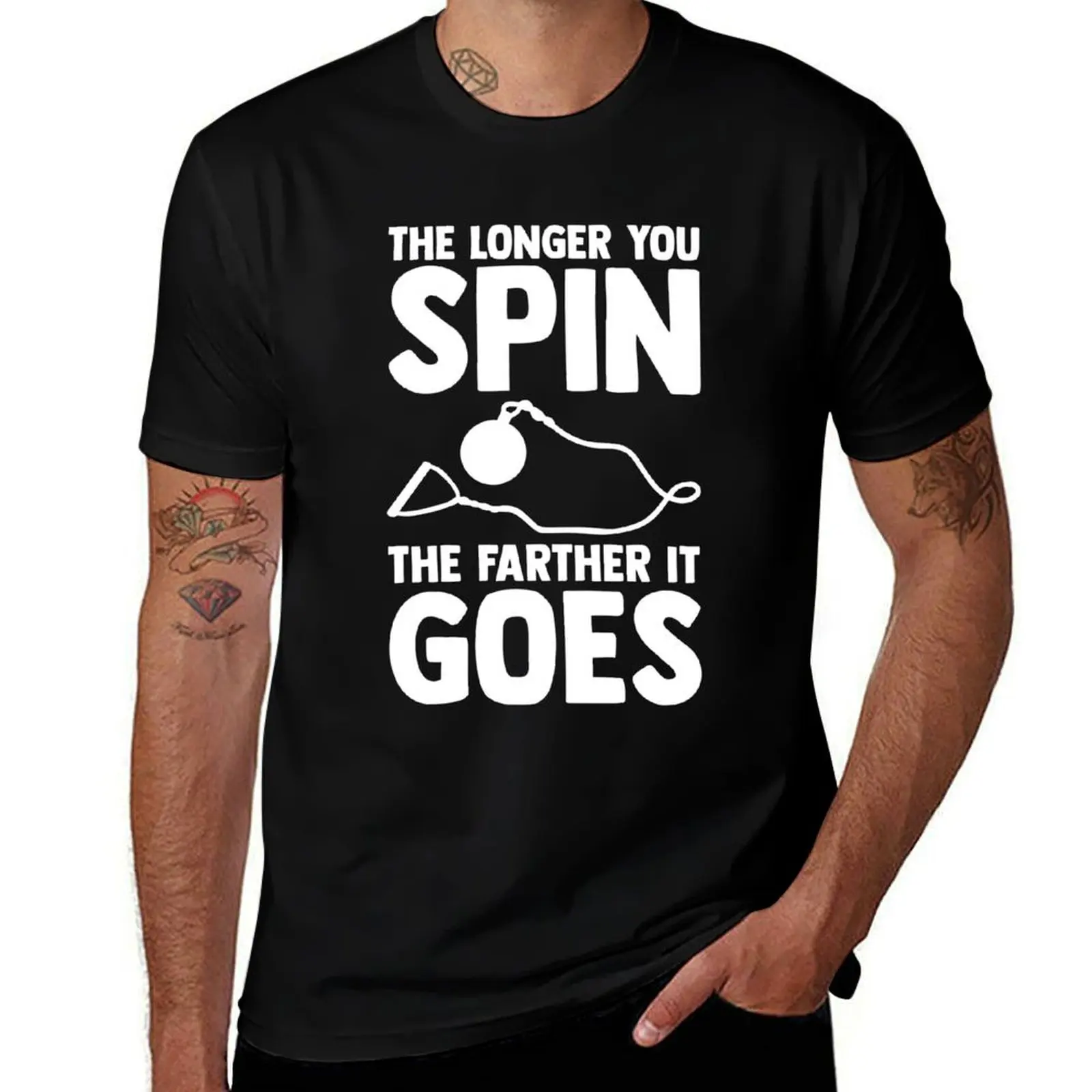 The Longer You Spin The Farther it Goes Hammer Throwing T-Shirt Work Outdoor Short Sleeve Tee T-Shirt