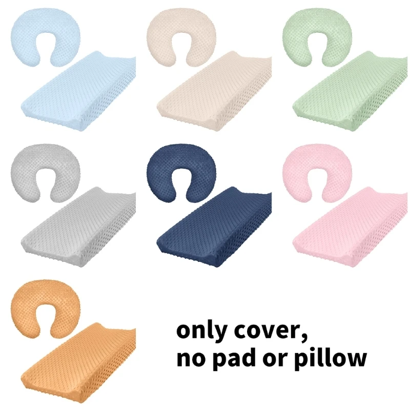 2Pcs Solid Color Changing Pad Sleeve Case with Pillowcase for Infants Toddler top quality