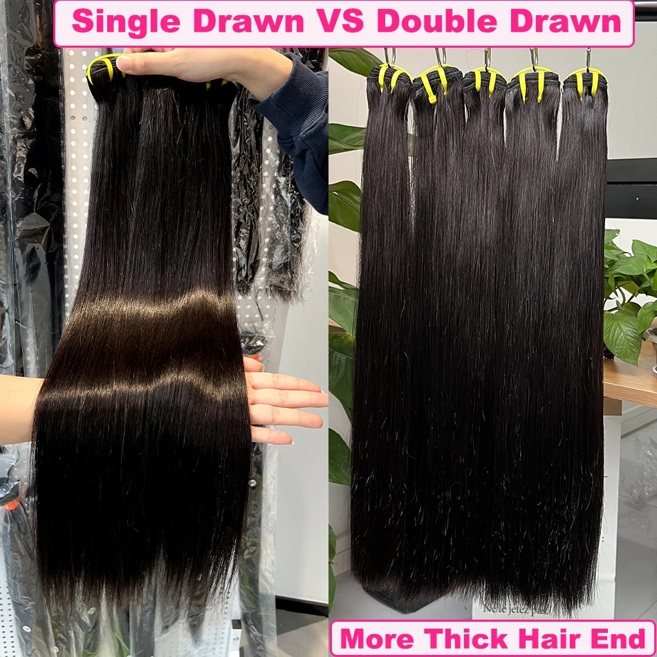 Yiwigs Bone Straight Double Drawn 100% Human Hair Bundles 10-30 inches Raw Hair Weave Extensions