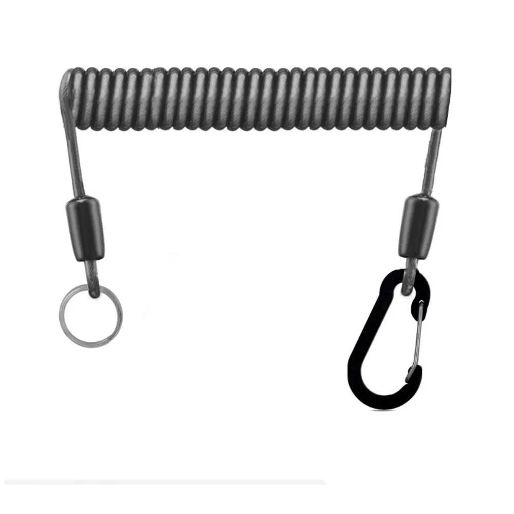 

Stainless Steel Fishing Lanyard Anti-drop Telescopic Fishing Safety Rope 1.5-3M Hanging Buckle Spring Rope Fishing
