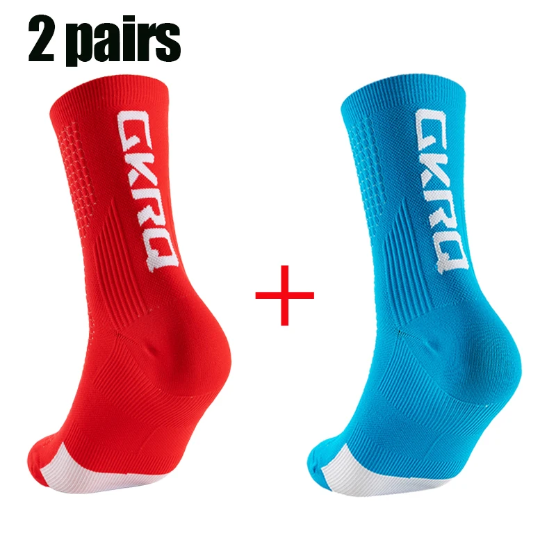 2pairs GKRQ New Cycling Socks Bike Nurse Compression Road Bike Running Mtb Knee-high White Sports Funny Brand Black