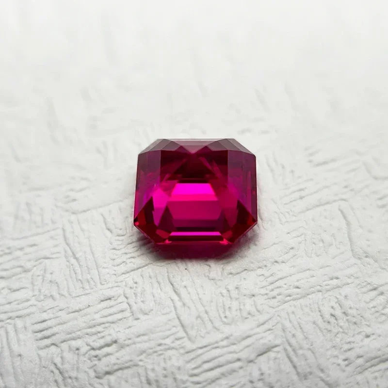 مختبر نمت روبي Asscher قطع Rubellite اللون DIY سحر صنع المجوهرات المواد الرئيسية تحديد شهادة AGL