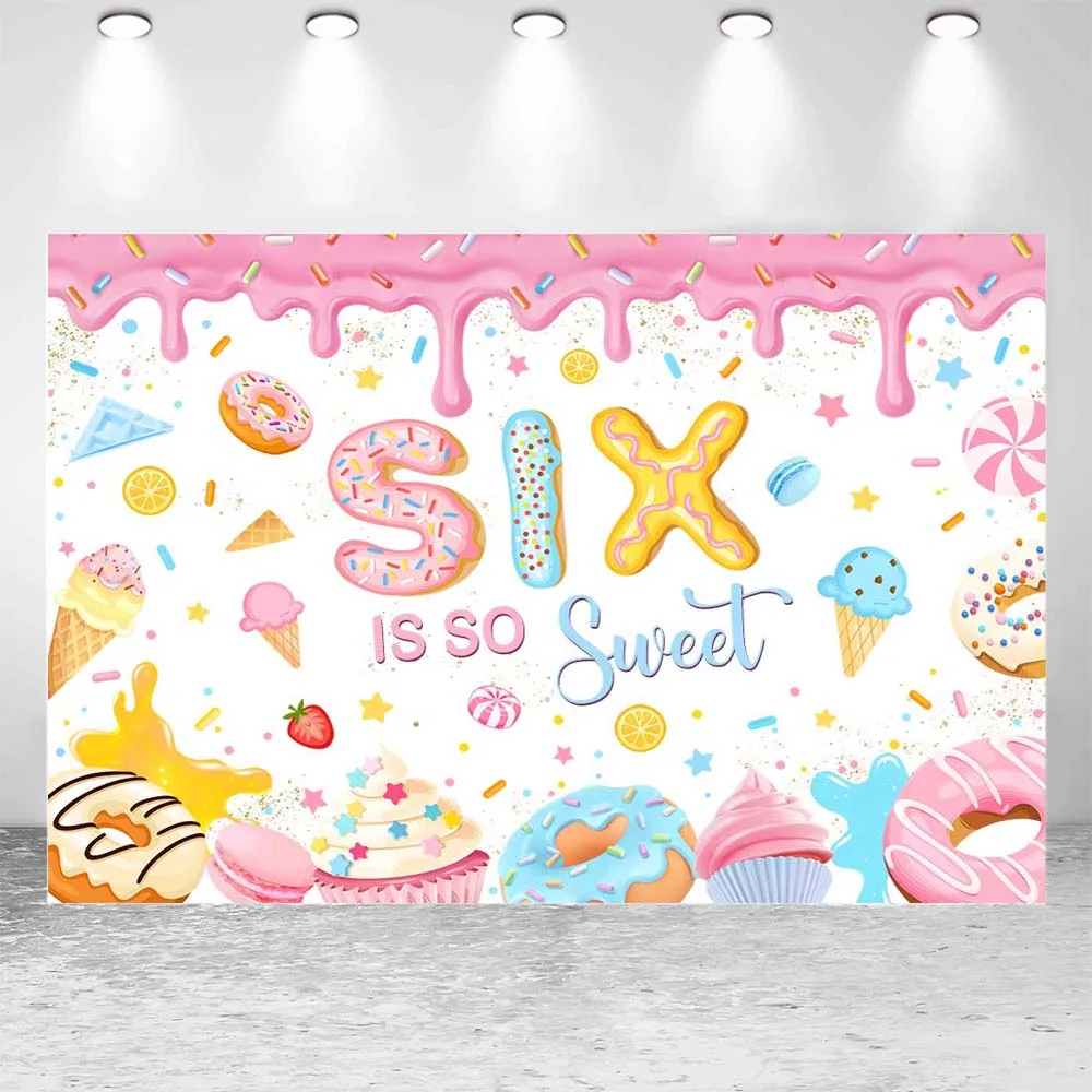 خلفيات عيد ميلاد آيس كريم من Mocsicka Donut ، 6 فتاة لطيفة جدًا ، ديكور حفلات ، خلفية ، لافتة طاولة حلوى ، مخصصة