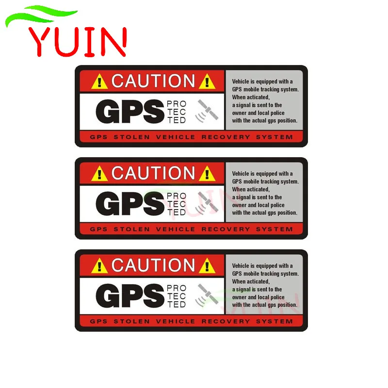 3 X 10*4cm Warning Caution GPS Protected Car Sticker Personalized PVC Decoration Cars Accessories Waterproof Sunscreen Decal