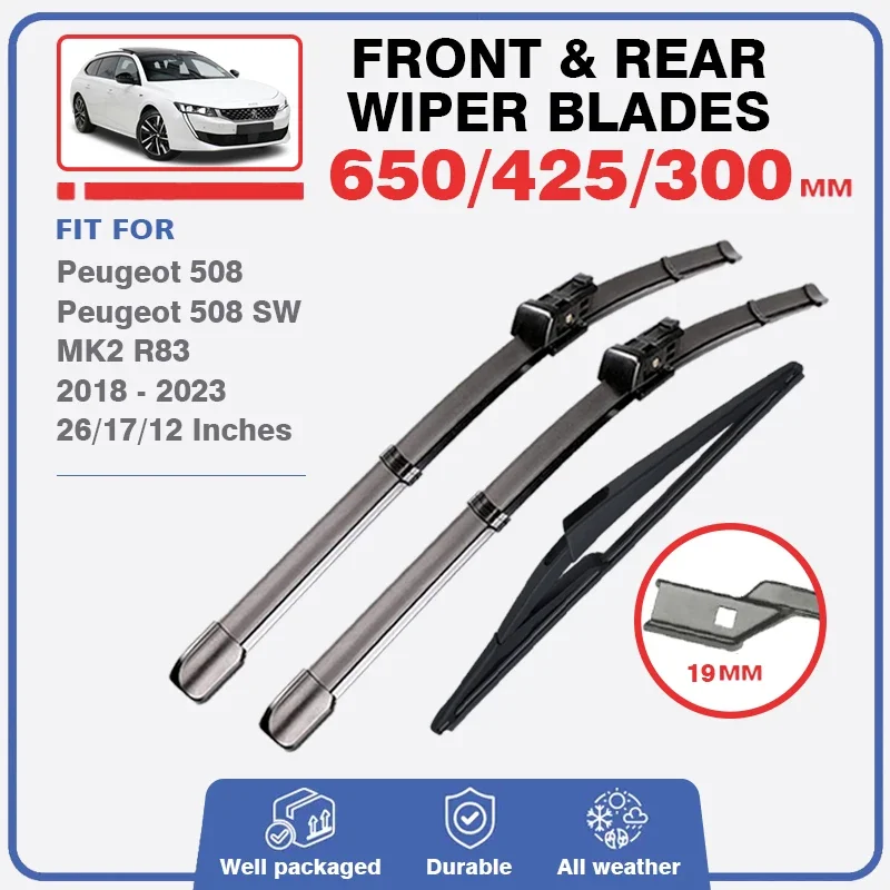 Front Rear Wiper Blades For Peugeot 508 508SW 508 SW MK2 R83 2018 - 2023 Windshield Windscreen Car Accessories Cover 2019 2020