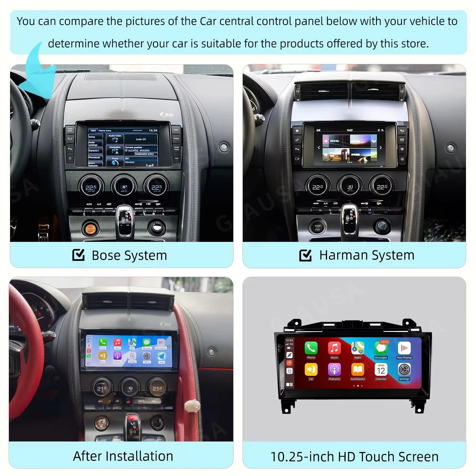 CarPlay Multimedia Video Player Autoradio Navigation 10.25