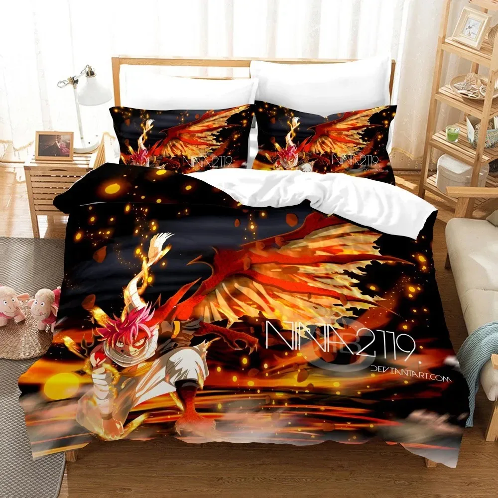 Anime Fairy Tail Natsu Bedding Set Duvet Cover Bedroom Comforter Covers Single Twin King Size Quilt Cover Home Textile