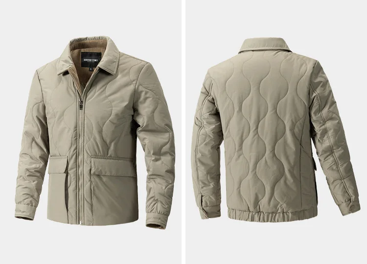 Men Turn-down Collar Multi Pockets Solid Color Simple Basic Daily Casual Trendy Parkas Autumn Winter New Fashion Coats Male Tops