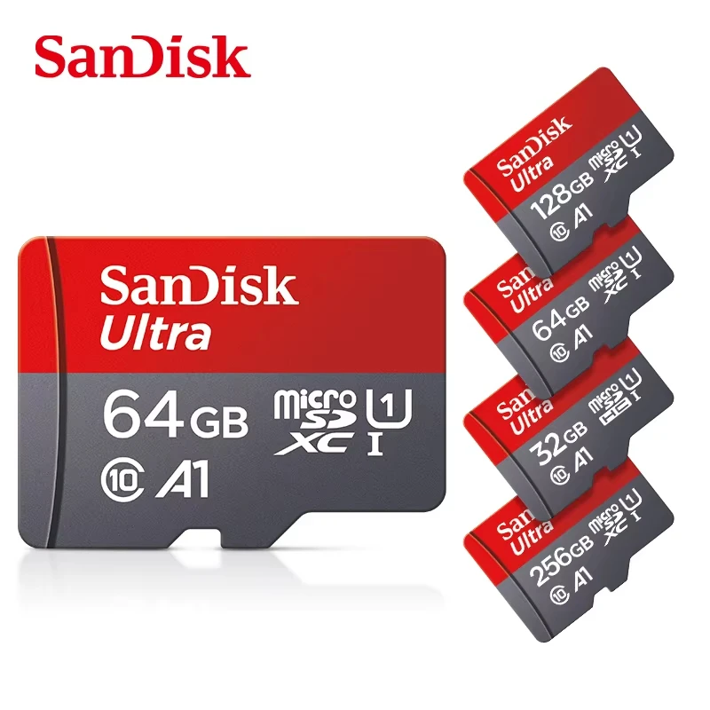Carte Micro SD SanDisk Ultra A1 U1 Classe 10 Carte mémoire flash TF 32 Go 64 Go 128 Go 256 Go 512 Go pour smartphone tablette appareil photo