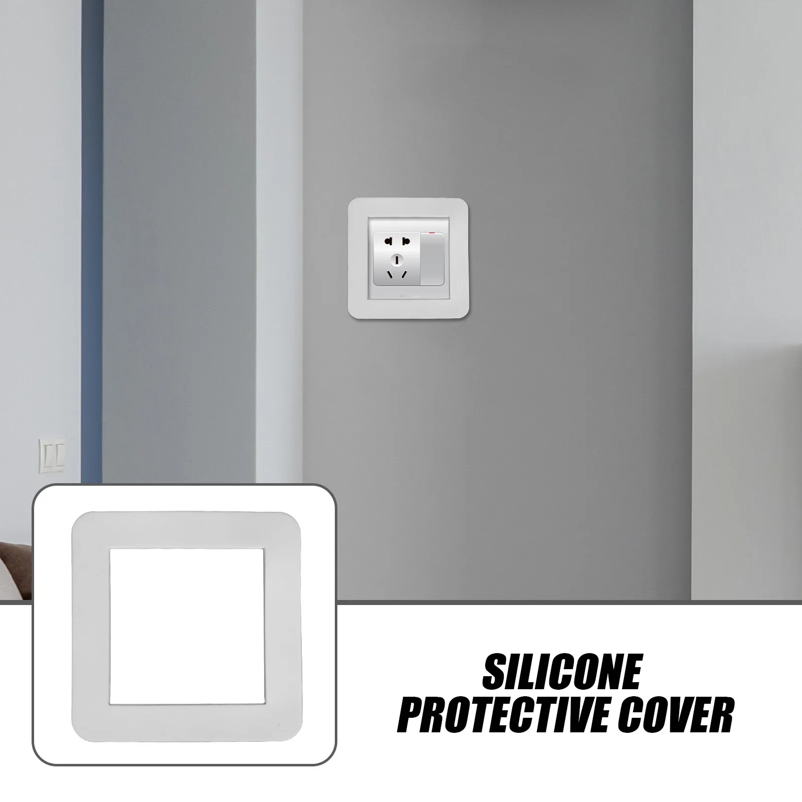 2Pcs Switch Protective Covers Silicone 86x86mm Decorative Wall Outlet Covers Living Room Bedroom Rocker Switch Plates