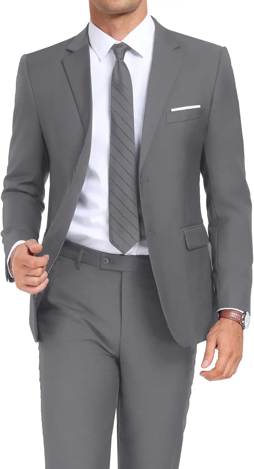 

Мужской костюм из 2 предметов, приталенный костюм с 2 пуговицами, комплект смокинга, свадебный пиджак, куртка, брюки, деловой костюм для выпускного вечера