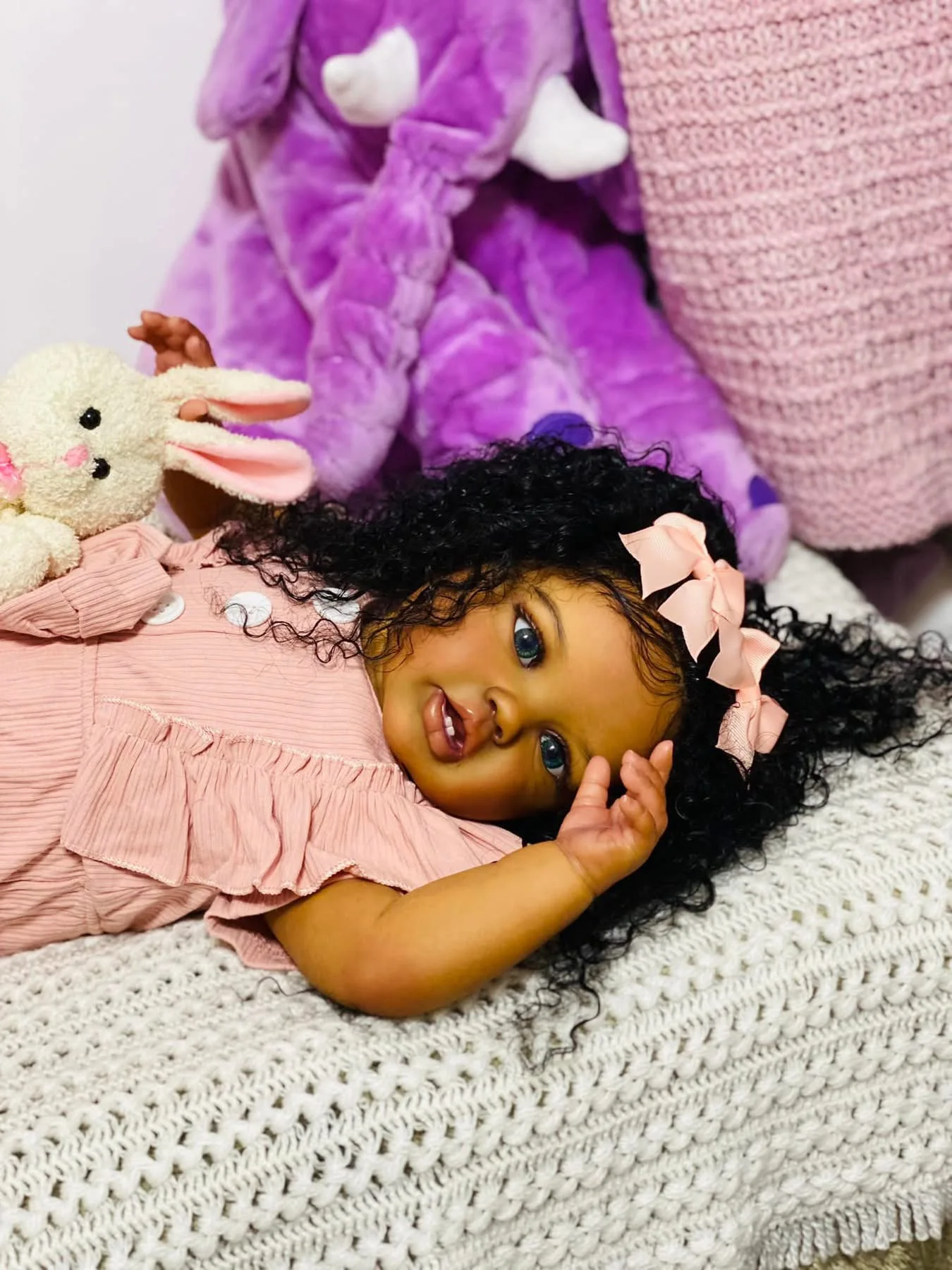 Npk 24 Polegada boneca bebê reborn pele marrom escuro realista criança lottie recém-nascido princesa menina toque macio 3d arte boneca