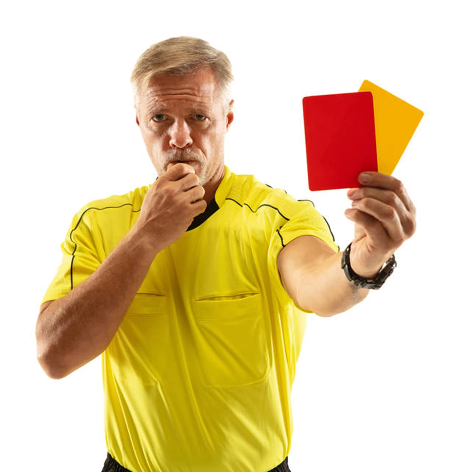 1 Set Sport Football Soccer Referee Card Set With Whistle Red And Yellow Card Tools