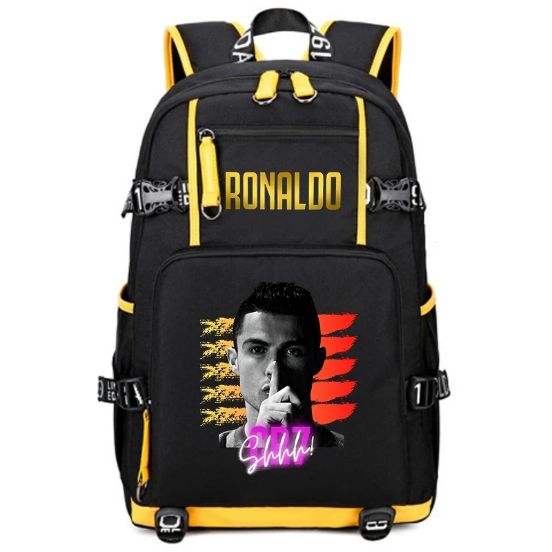 Ronaldo printed youth backpack campus student bag outdoor travel bag suitable for boys and girls