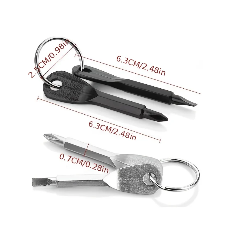 طقم مفك براغي محمول مكون من قطعتين أداة شخصية EDC خارجية مع رأس مسطح ومفكات براغي فيليبس وحلقة مفاتيح متضمنة #5