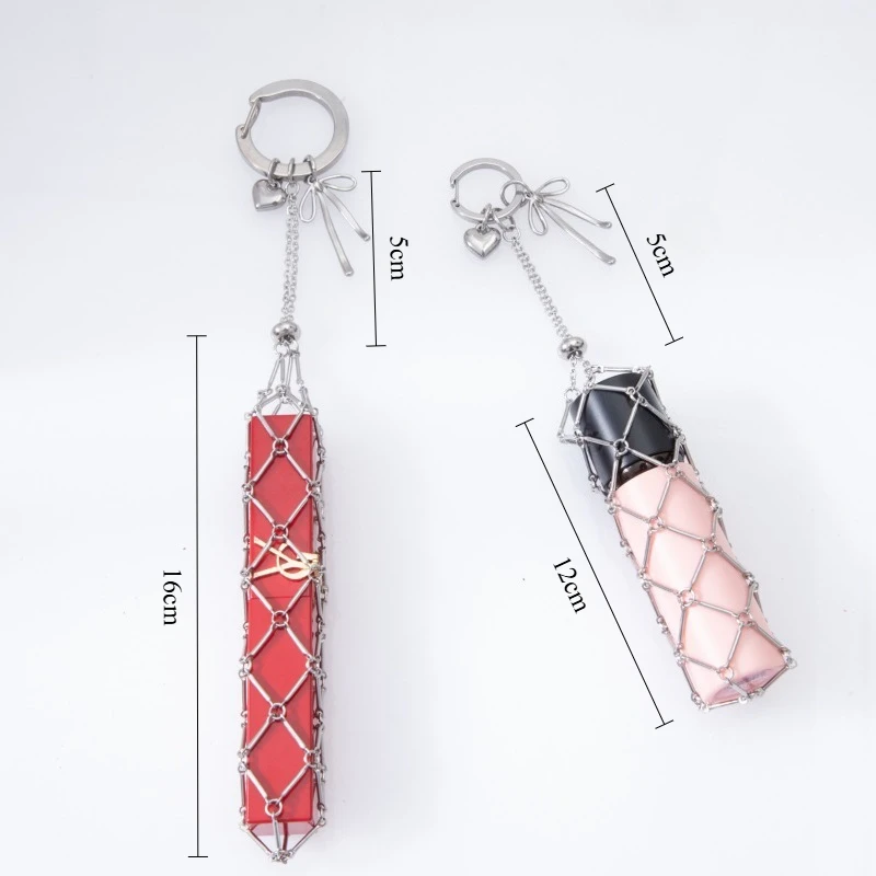 Stainless Steel Portable Lipstick Organizer Multi-Functional Mini Foundation Liquid Handwoven Net Bag Universal Hanging Style