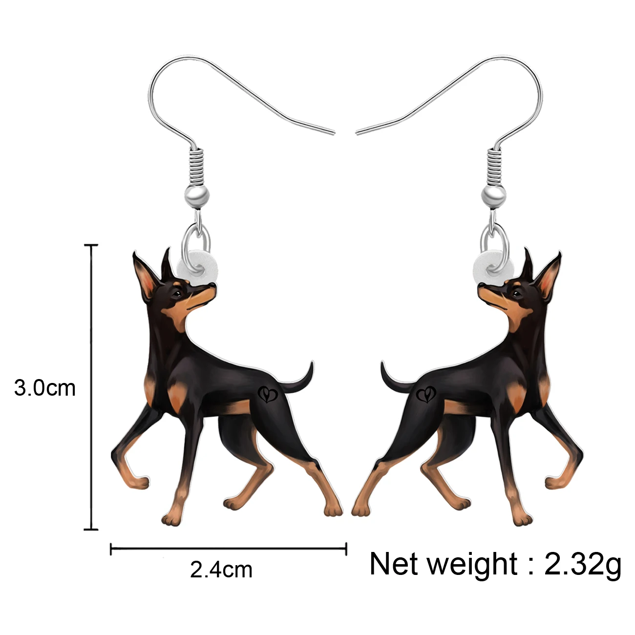 BONSNY Acrylic Novelty Black Doberman Dog Earrings Dangle Drop Cute Animals Jewelry for Women Girls Kids Teens Charms Gifts