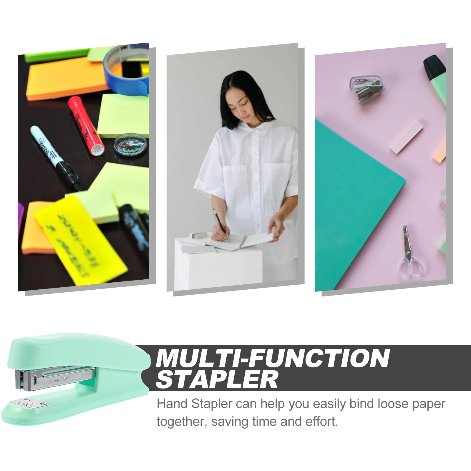 

Work Desk Handheld Stapler Modern Electronic Multifunctional Paper Green for Classroom Office